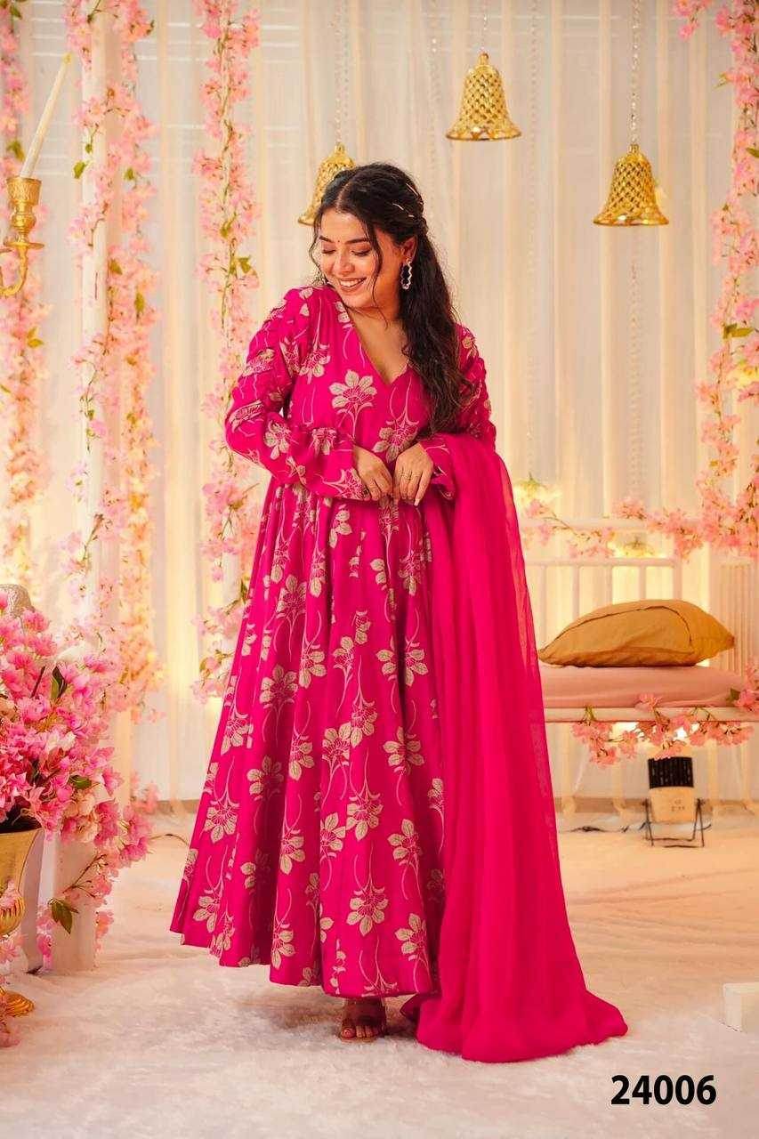 Elegant Heavy Rayon Gown with Exquisite Prints - MYLUXURY LANE ENTERPRISE